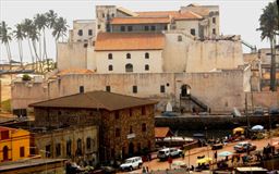 Elmina castle with Bridge House hotel in foreground